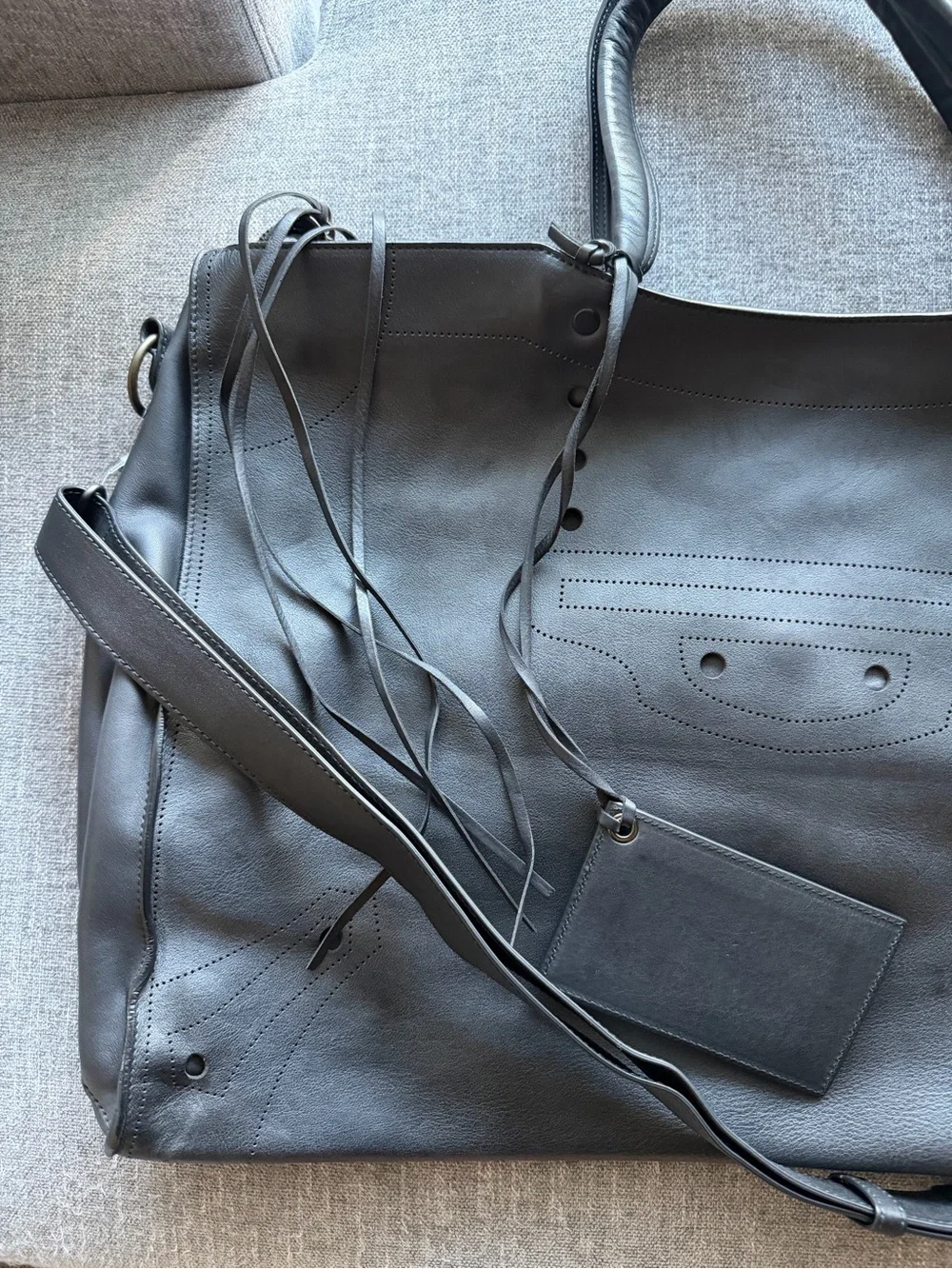 Balenciaga Blackout City XL Smooth Black Leather Large Tote Bag